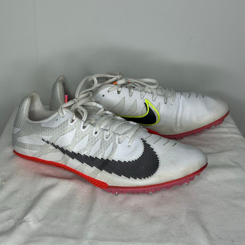 Nike Zoom Rival S Track Spikes White Pink Neon Sprint Shoes Men 10.5 sportswear